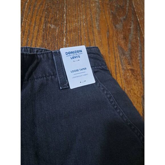 New Sz 4 27" Waist Black High Rise Denizen Levis Loose Taper Cotton Denim Jeans - Picture 2 of 4